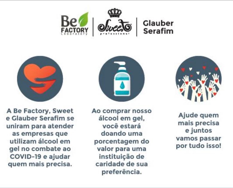 Be Factory produz Álcool em Gel durante quarentena - Foto: Divulgação